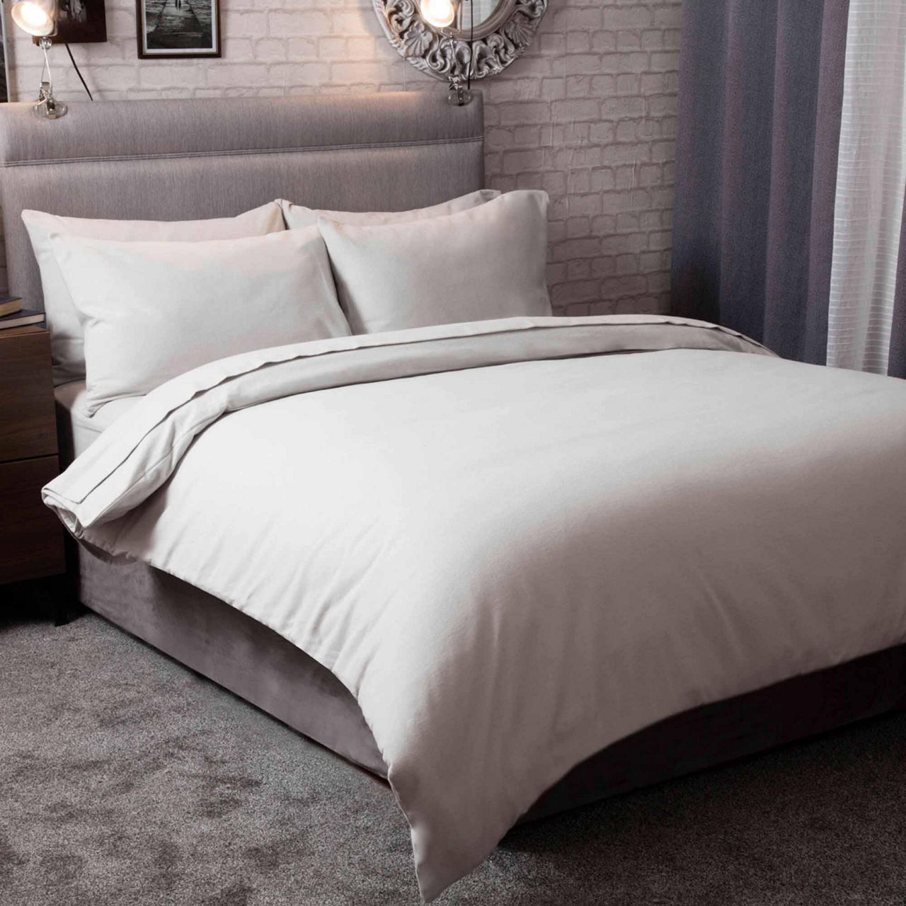 Brushed Cotton Coordinated Bedding Grey