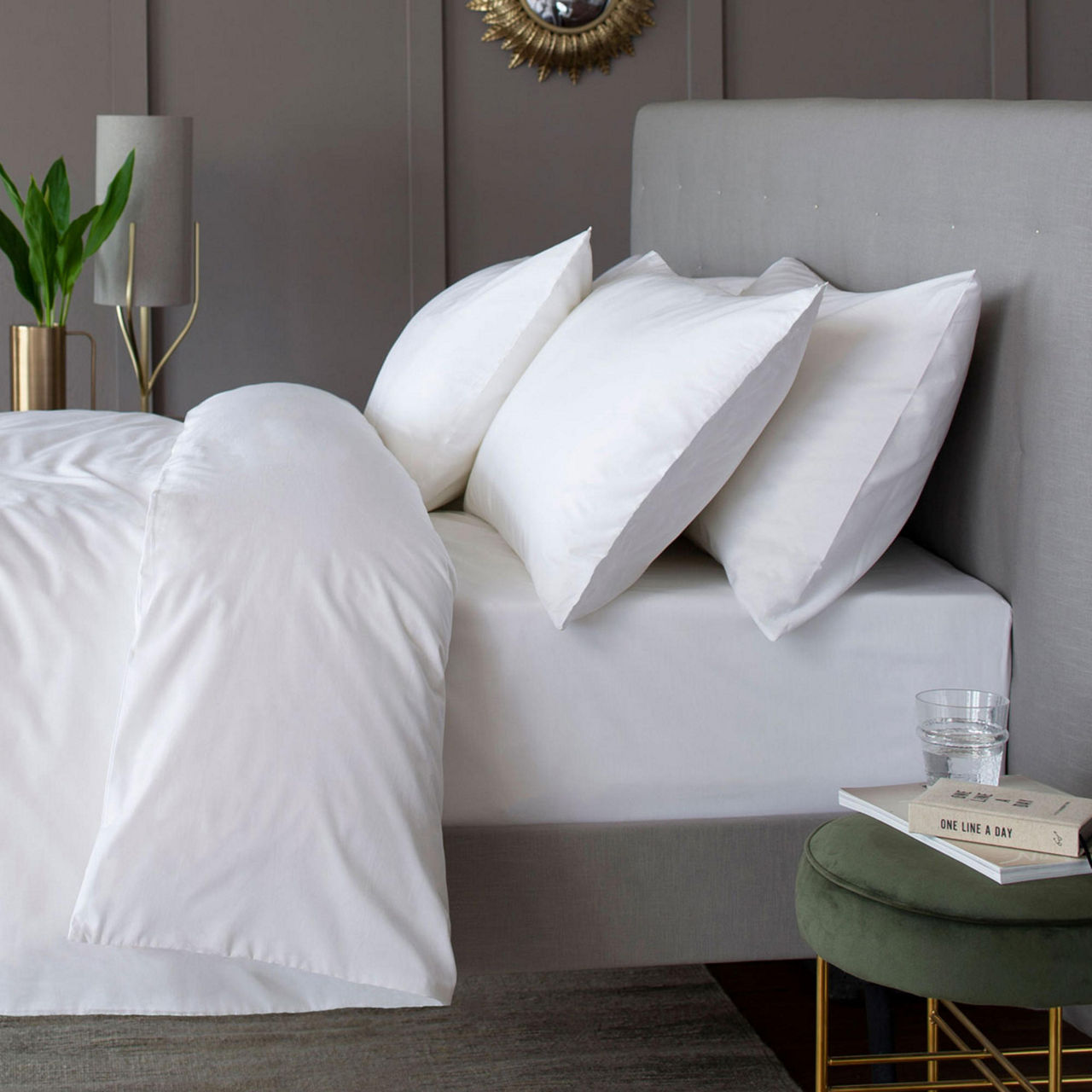 200TC Cotton Percale Coordinated Bedding White