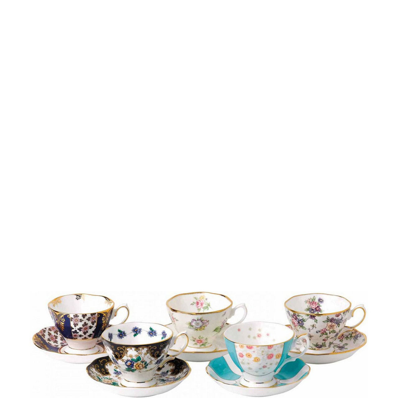 Set of Five 100 Years of Royal Albert Mugs 1900 - 1940