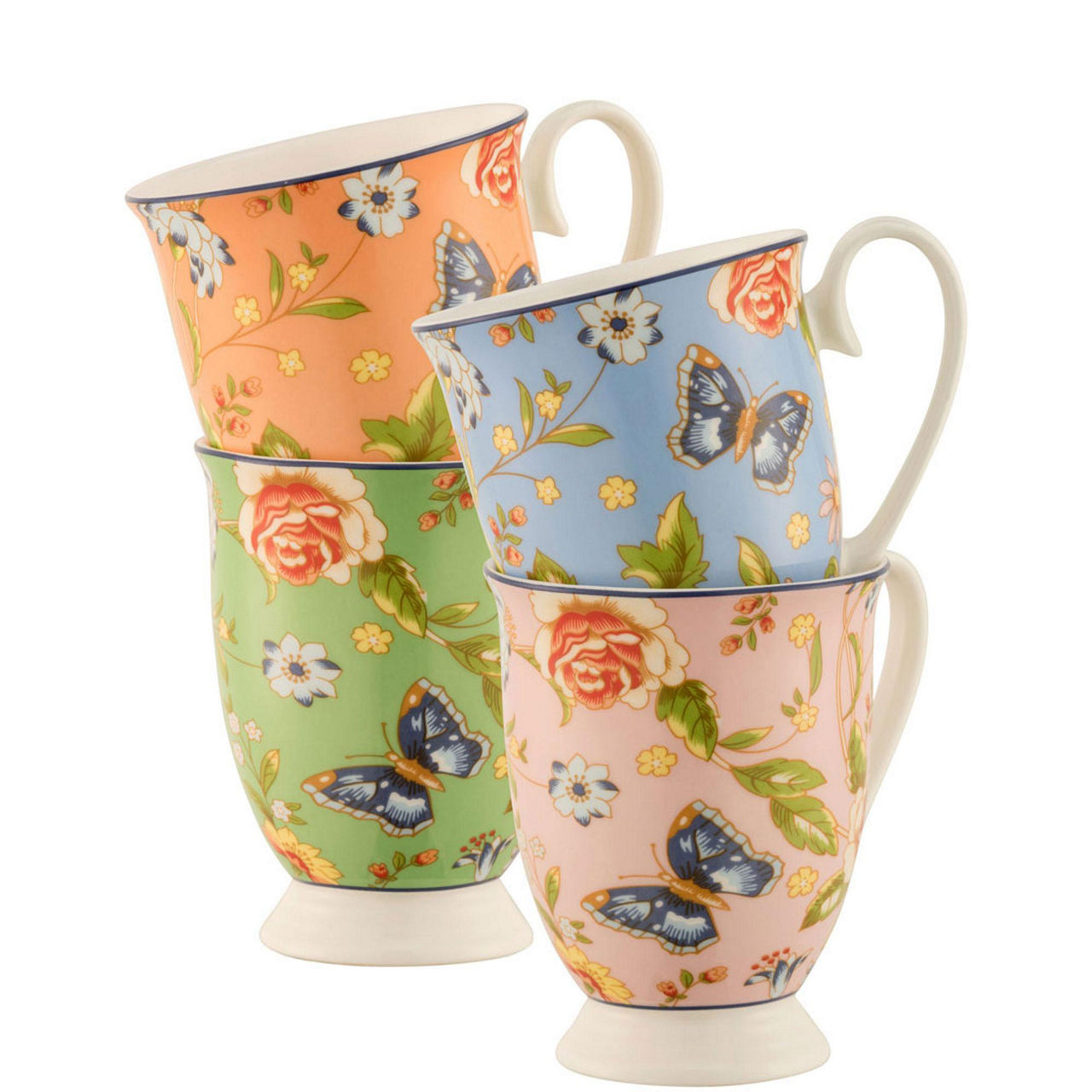 Cottage Garden Footed Mugs Set