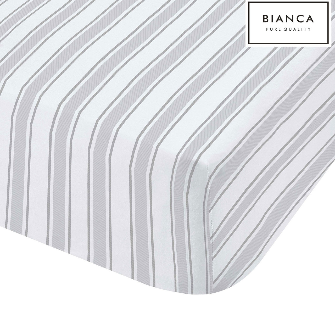 Bianca Cottonsoft Check Stripe Fitted Sheet Grey