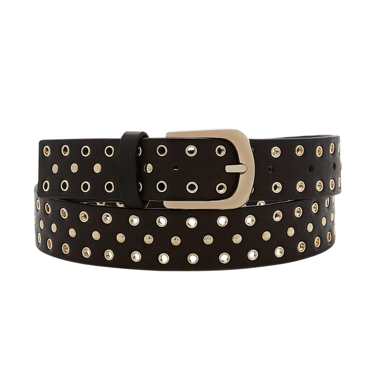 Black Leather Studded Belt