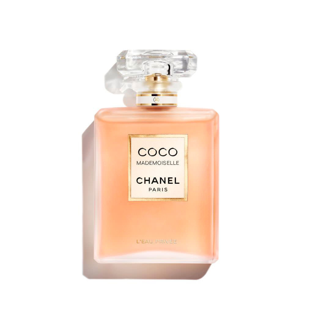 CHANEL Coco Mademoiselle L'Eau Priv&eacute;e Night Fragrance 100ml, peach-tinted glass bottle with gold cap and label