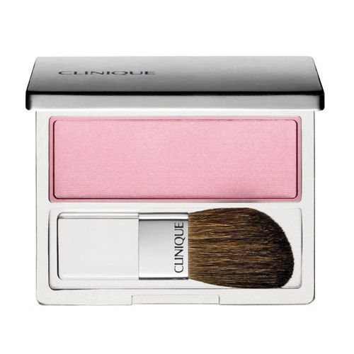 Clinique Blushing Blush Powder Blush in Pink Love, compact with built-in brush, soft pink powder visible