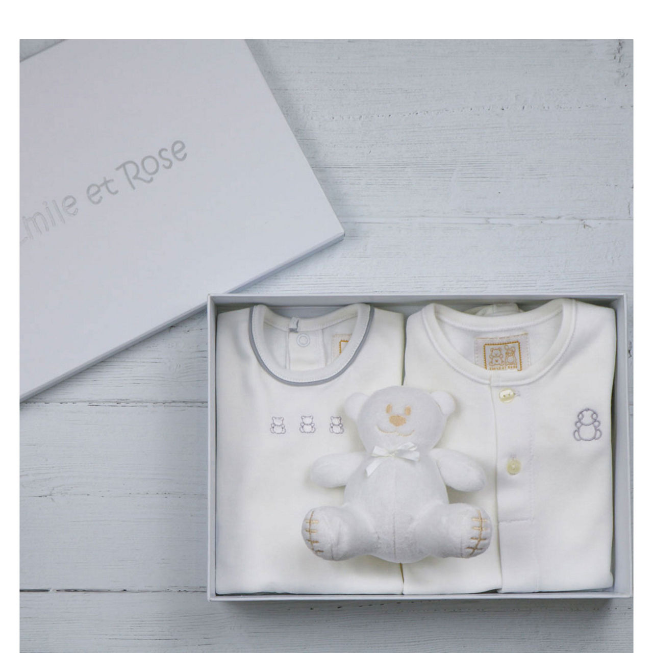 Three-Piece Assorted Bodysuits & Teddy Bear Gift Set