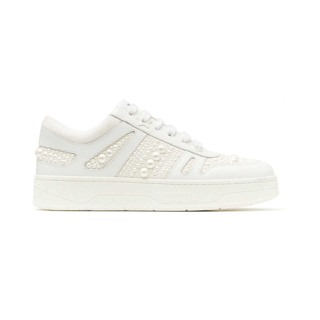 Hawaii Pearl-Embellished Calf Leather Trainers preview