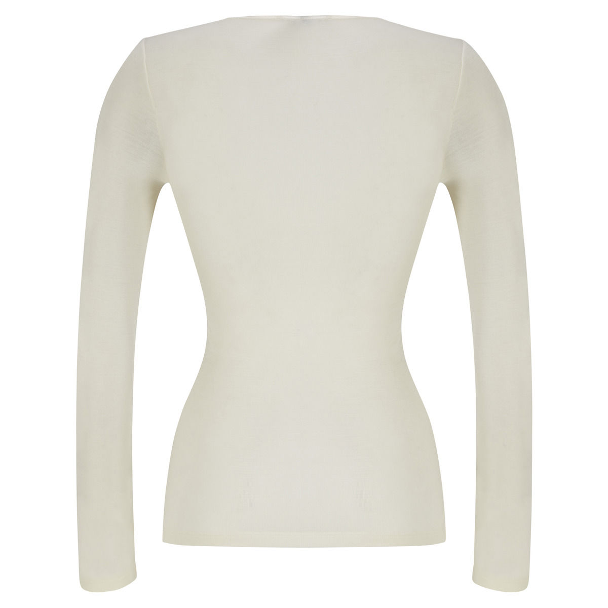 Woolen Silk Long Sleeve Top White