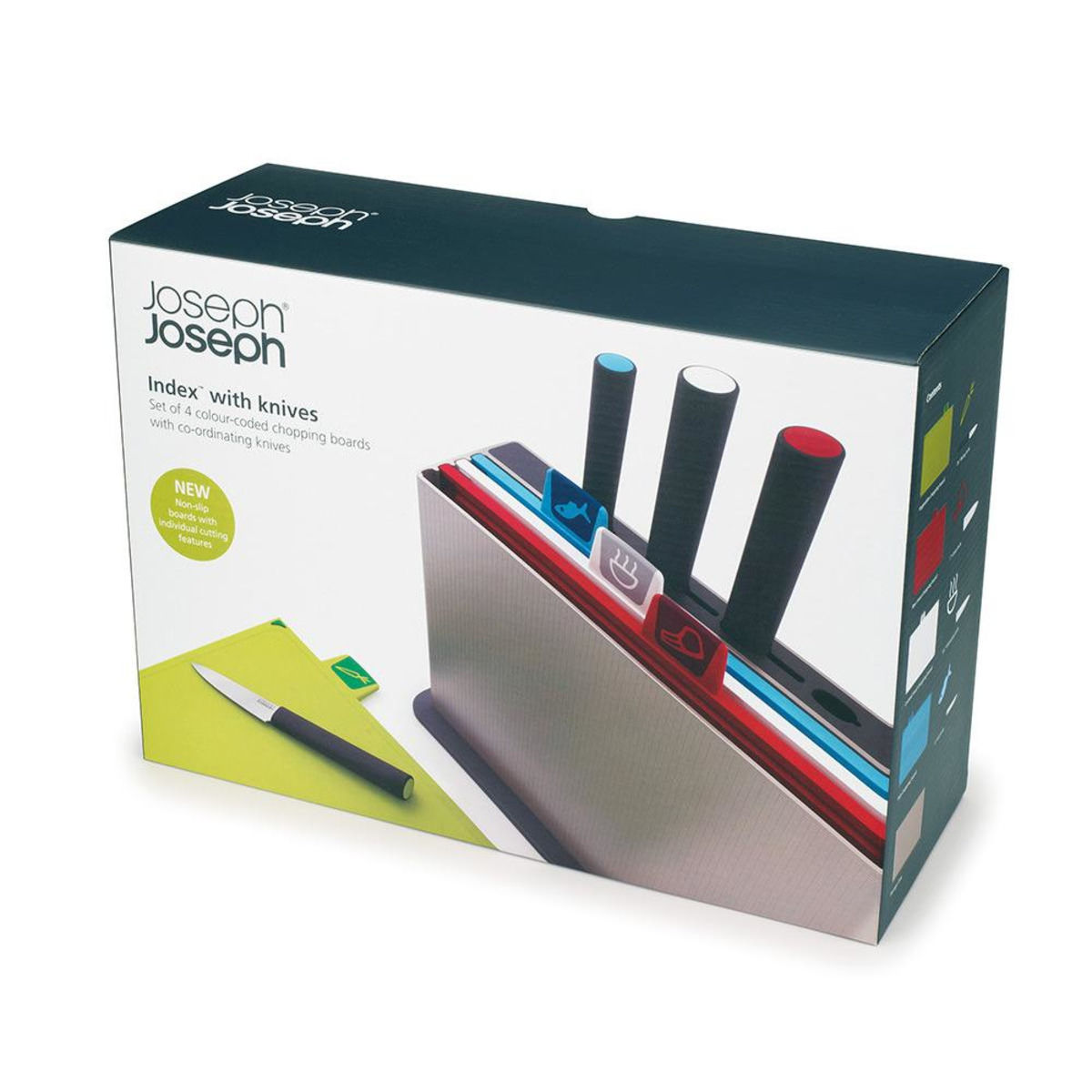 Index With Knives Colour-Coded Chopping Board And Knife Set