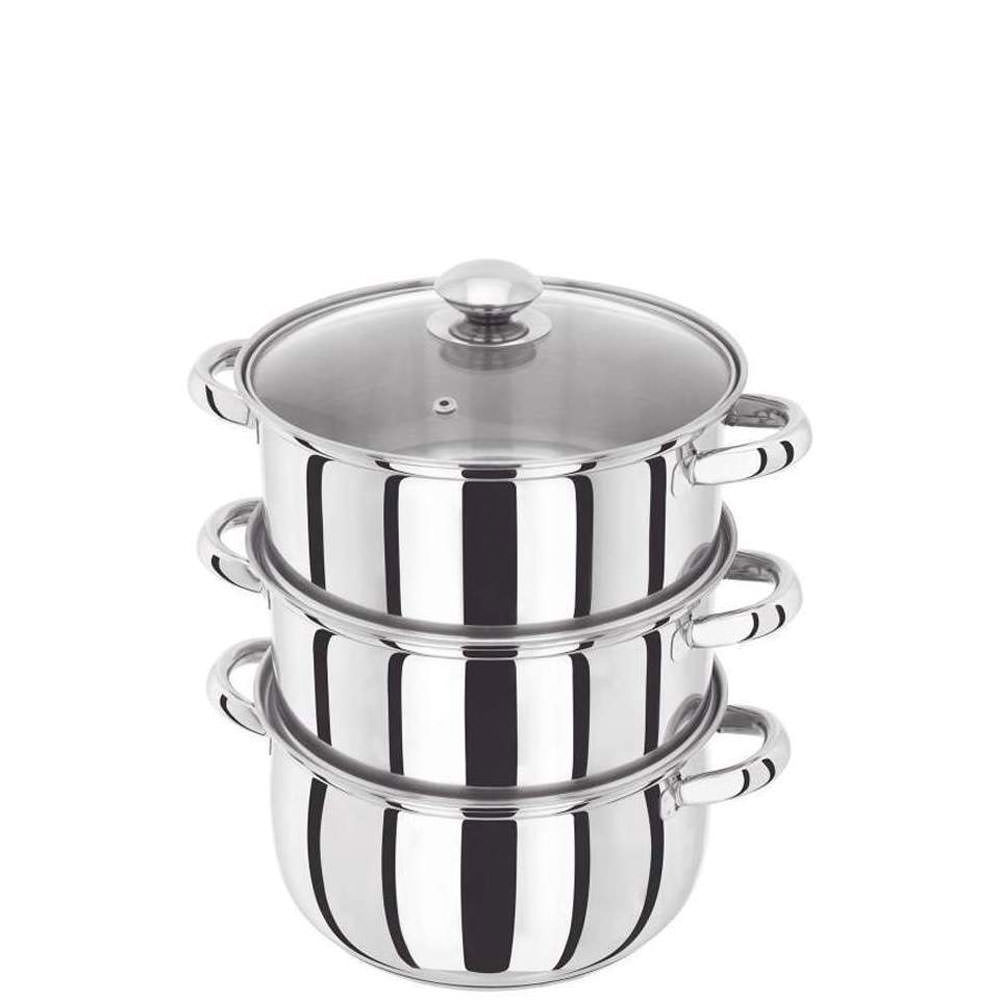 3 Piece Steamer With Glass Lid 22Cm