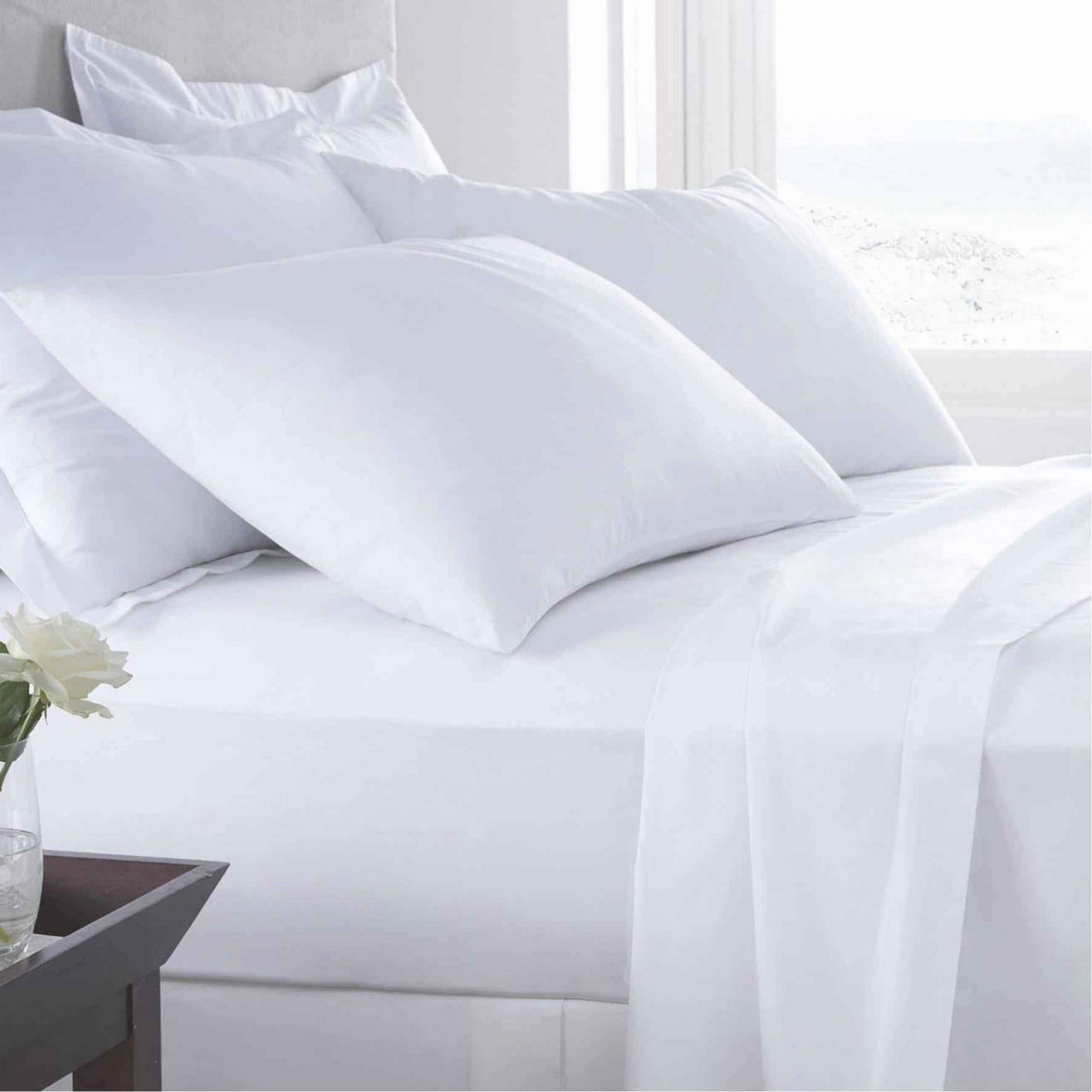 400 TC Egyptian Cotton White Sheets & Pillowcases