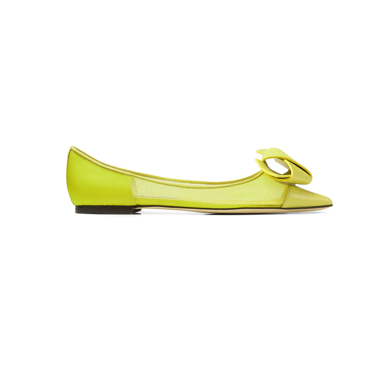 Lani JC Logo Bow Mesh & Leather Flat Shoes preview