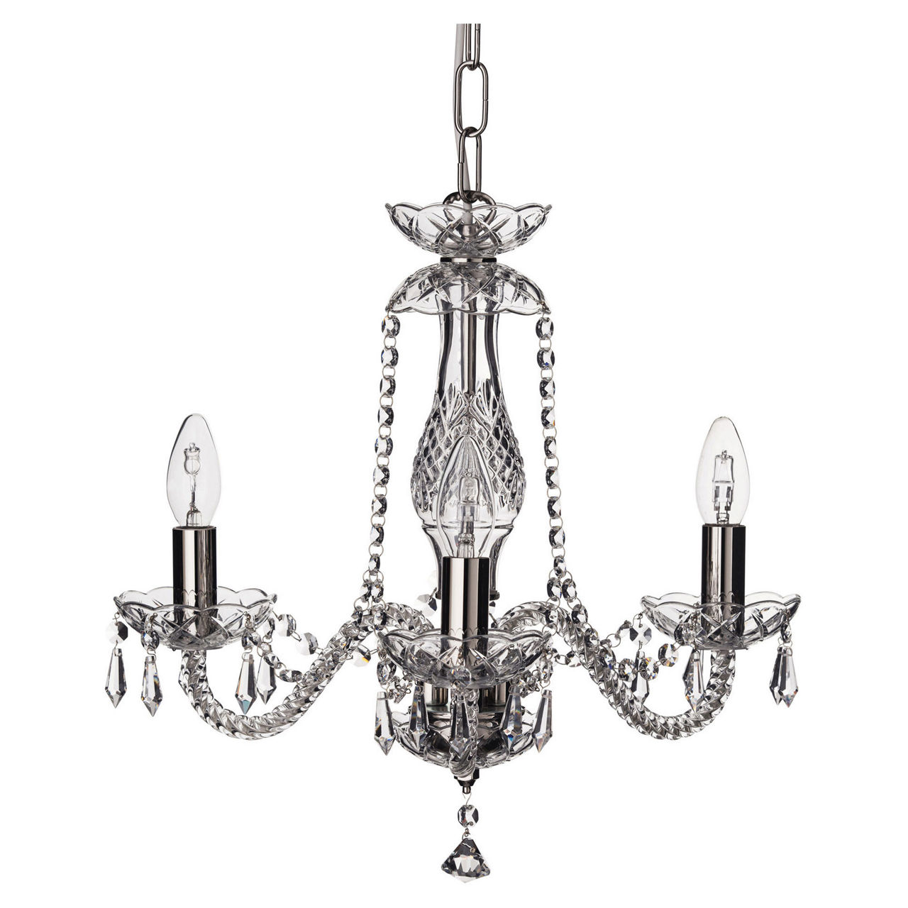 Leenane Three Arm Chandelier Ire-UK Fitting Leenane Three Arm Chandelier Ire-UK Fitting