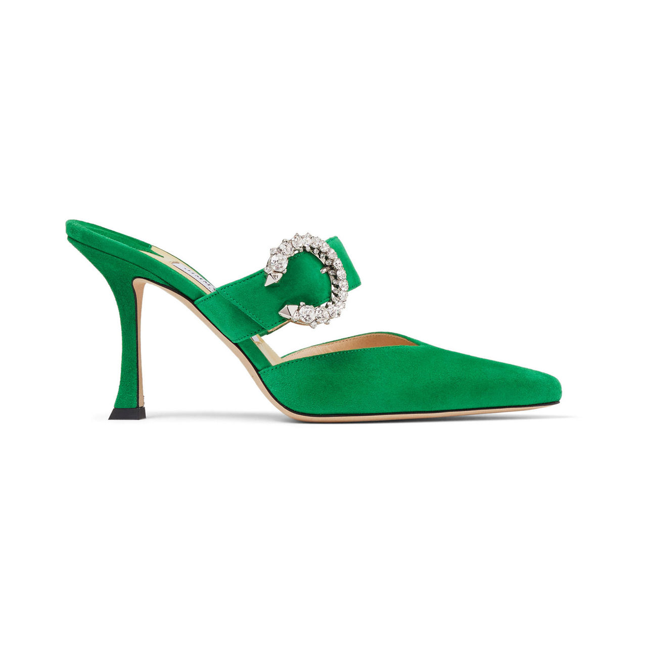 Marta 90 Crystal Buckle Suede Mules preview