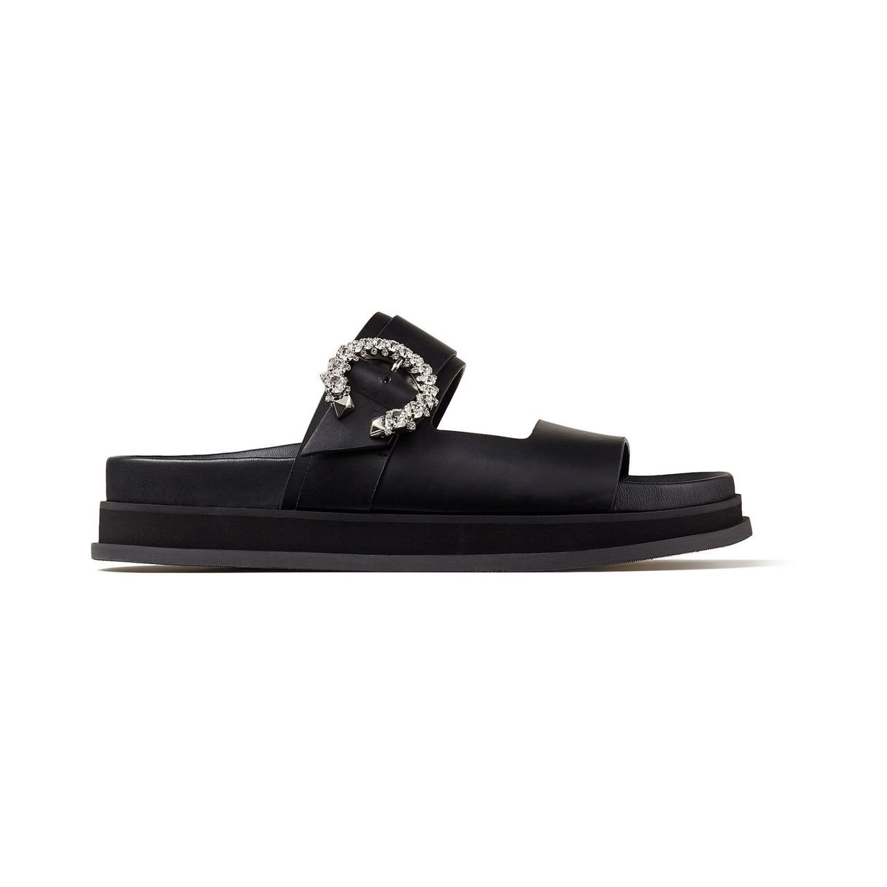 Marga Crystal Buckle Suede Flat Sandals preview