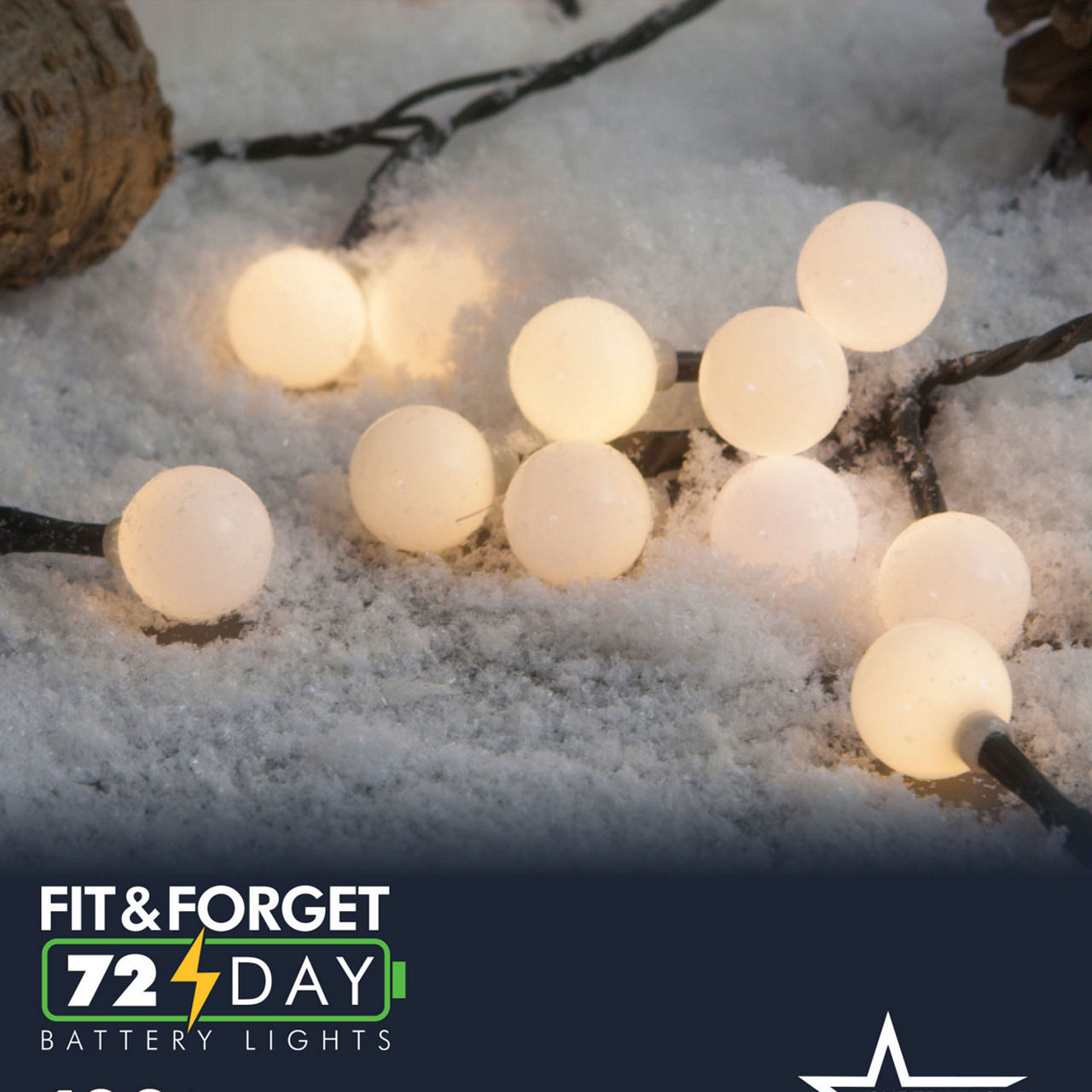 100 Fit & Forget Warm White Multi-Function Berry Lights