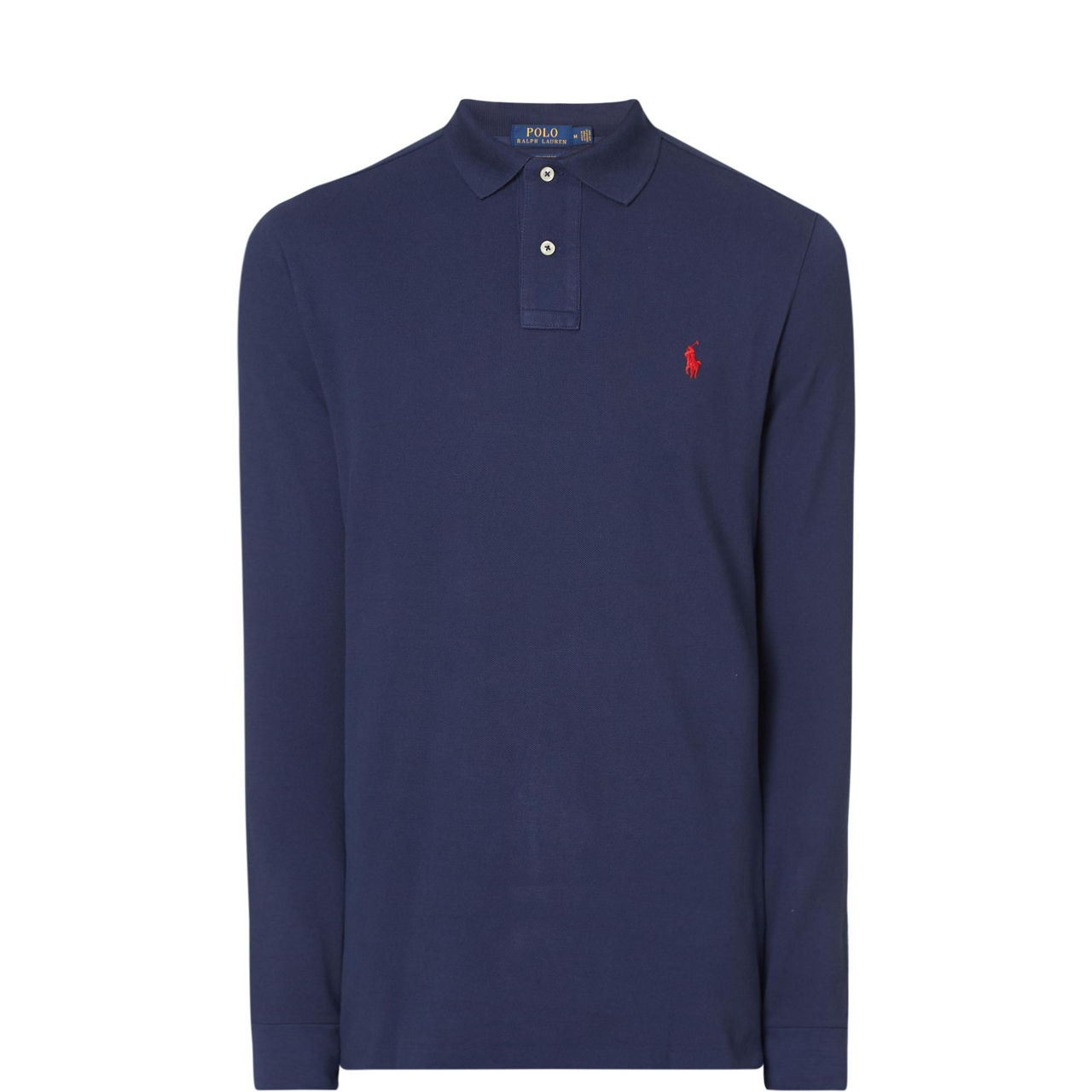 Logo Long Sleeve Cotton Polo Shirt