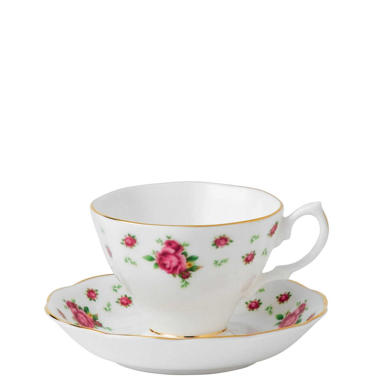 New Country Roses White Vintage Teacup & Saucer