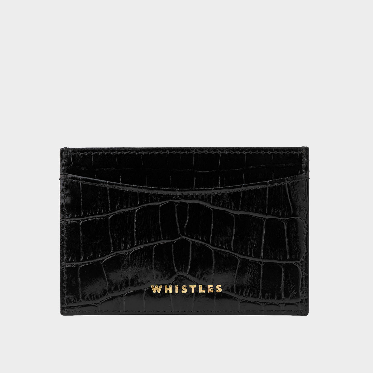 High Shine Croc-Effect Cardholder