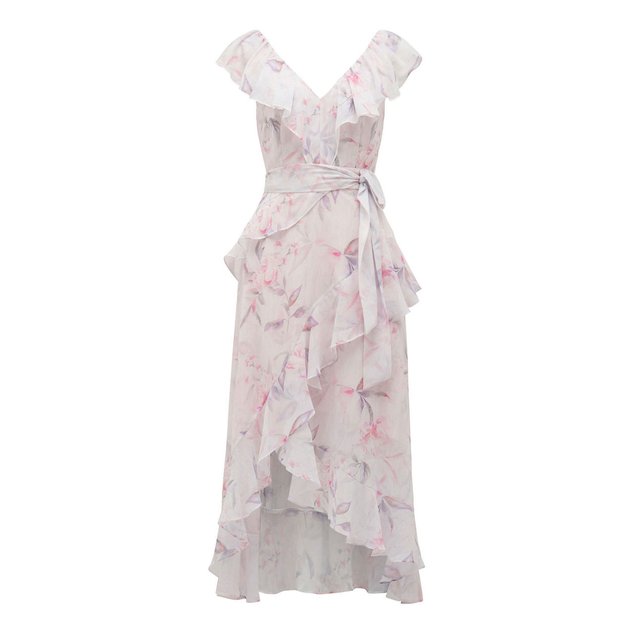 knee length dresses for ladies Iris Tiered Ruffle Midi Dress Mint Lantana Floral main image 0
