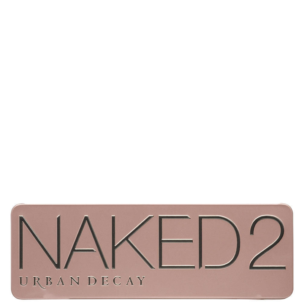 Urban Decay Naked 2 Eyeshadow Palette, closed dusty rose compact with embossed logo