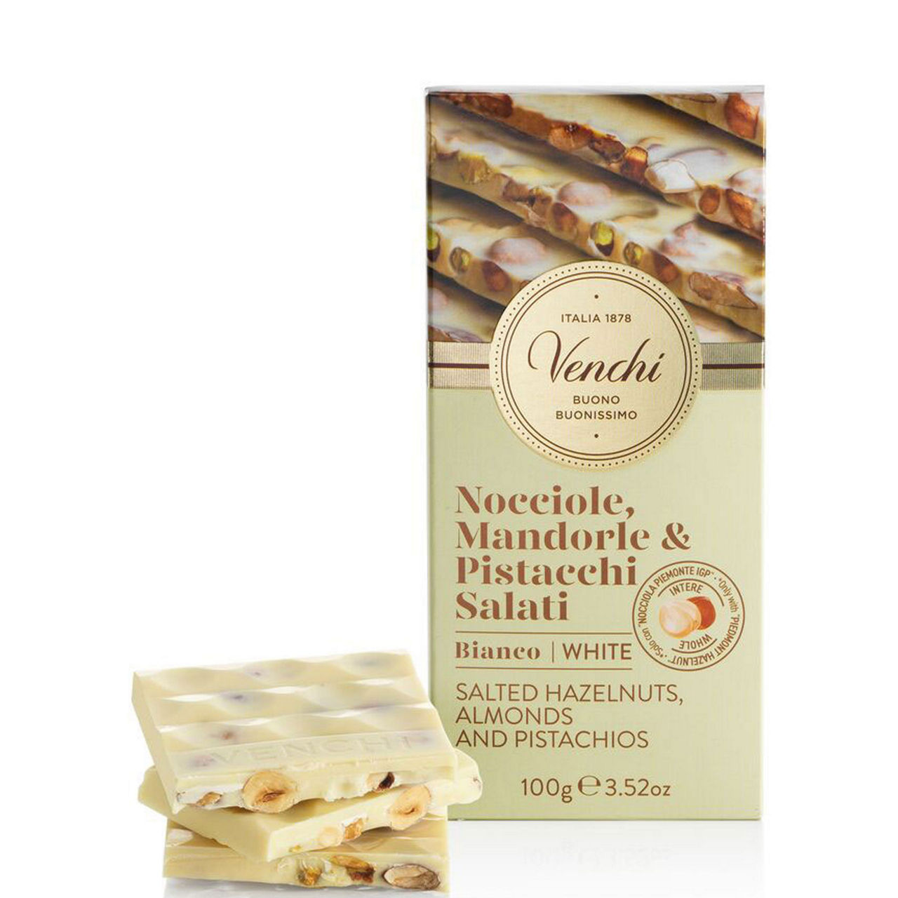 White Chocolate Bar with Salted Nuts 100g
