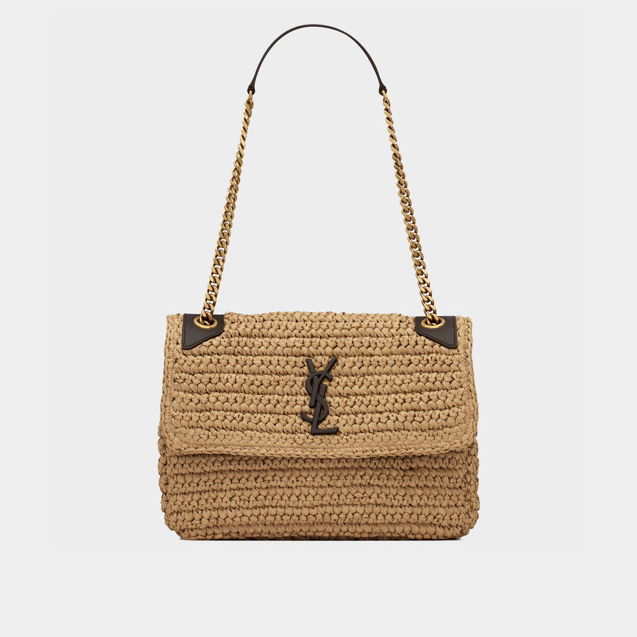 Niki Raffia & Leather Medium Chain Bag preview