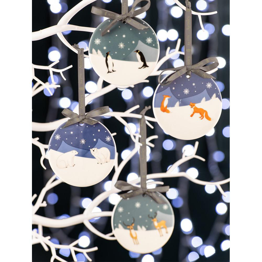 China Winter Animals Flat Ornaments Set of 4