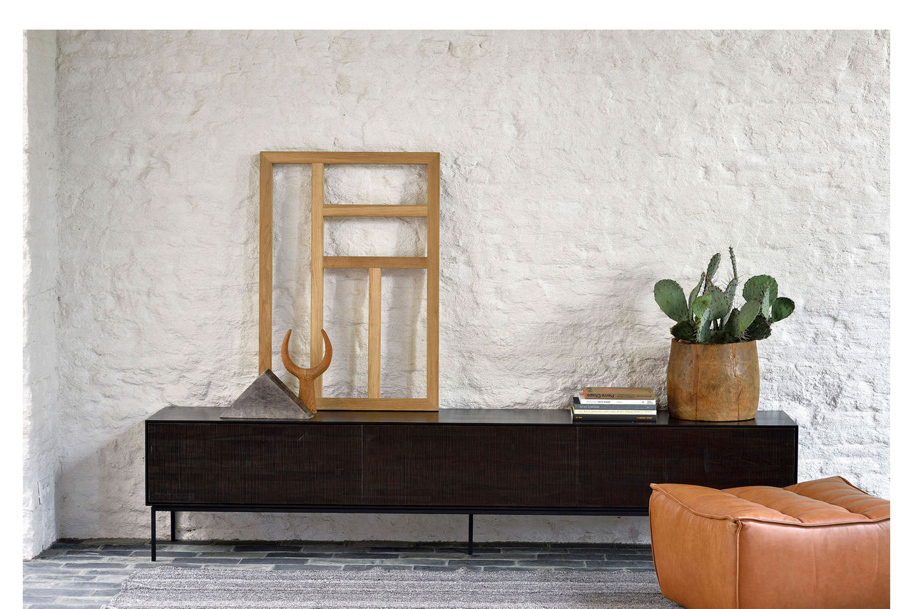 Grooves TV Cupboard Black Teak