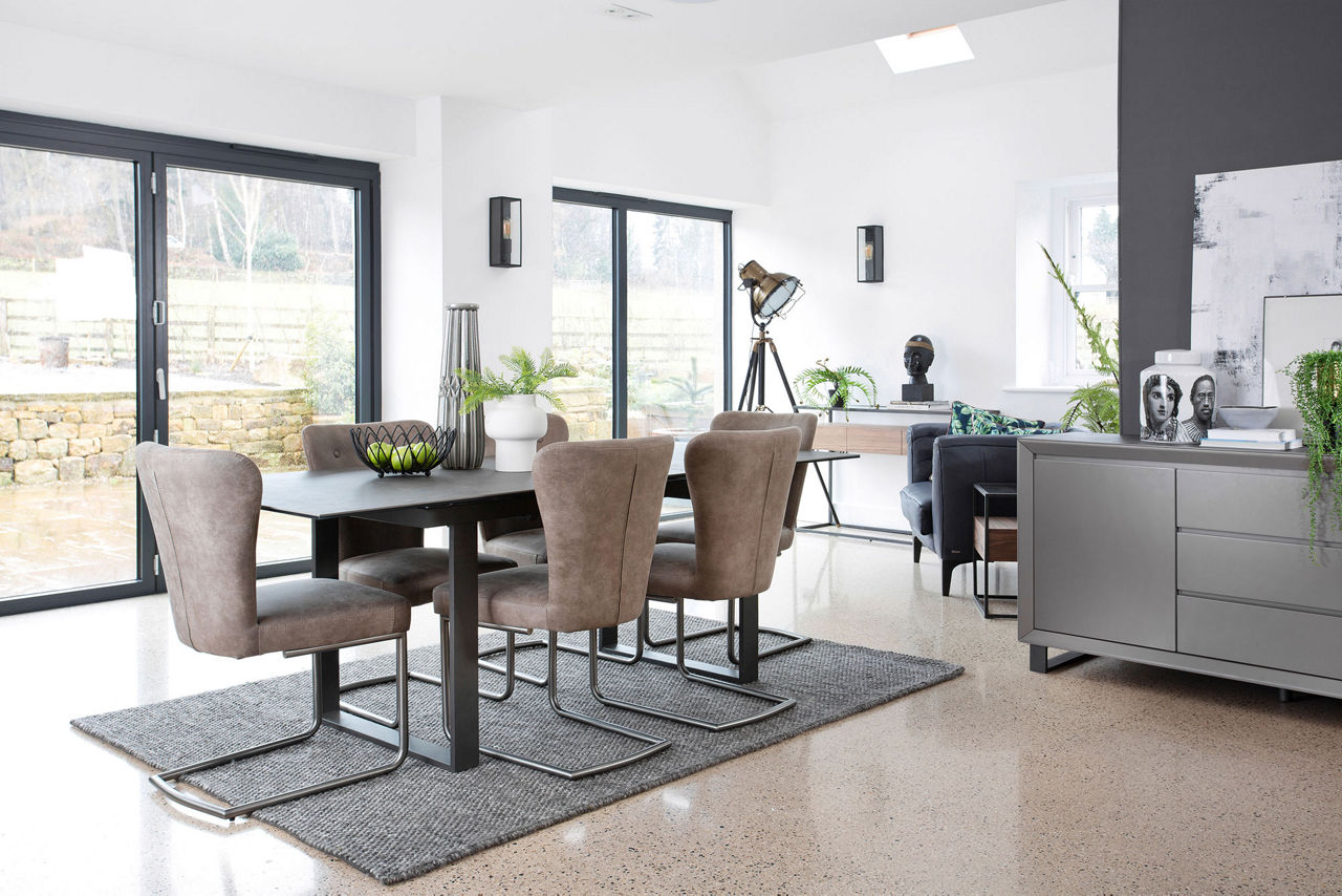 Panama 176cm-216cm Extending Dining Table Dark Grey