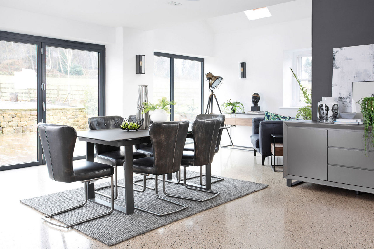 Panama 176cm-216cm Extending Dining Table Dark Grey