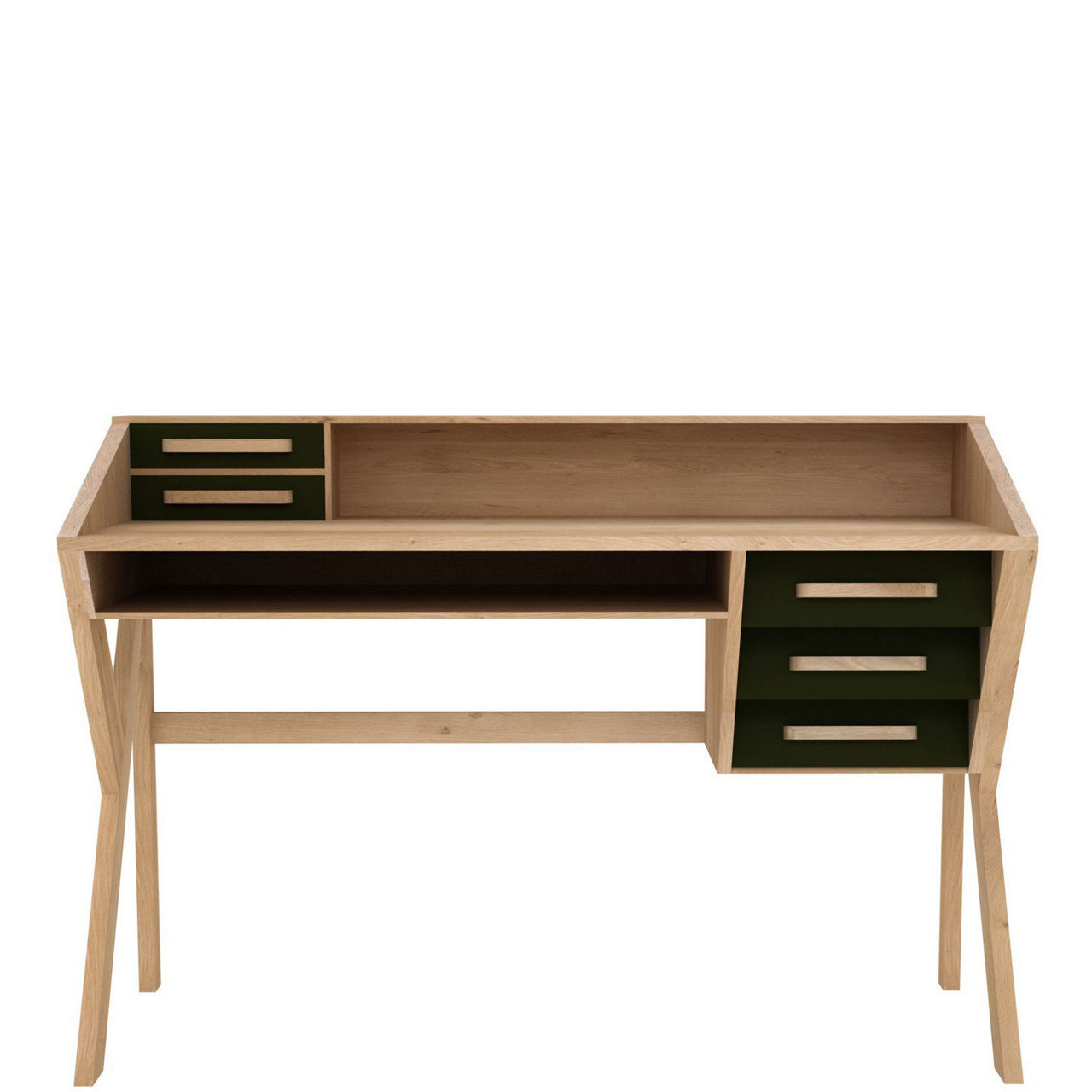 Origami Five-Drawer Desk Oak Black