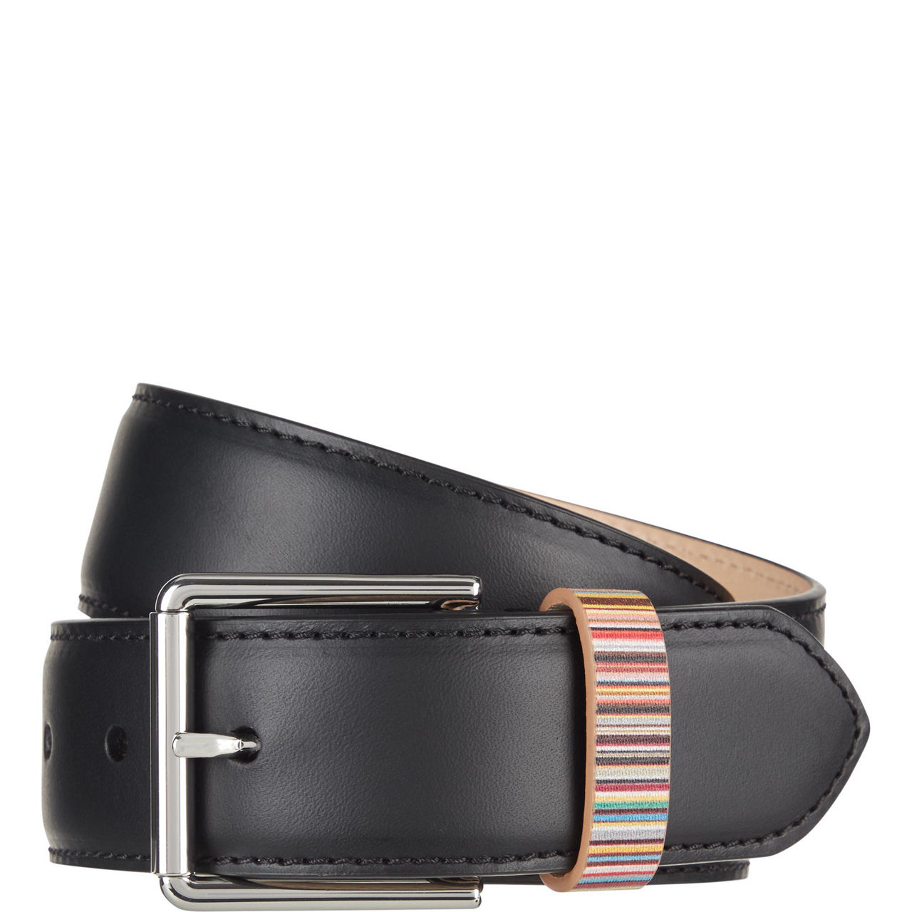 Stripe Print Leather Belt