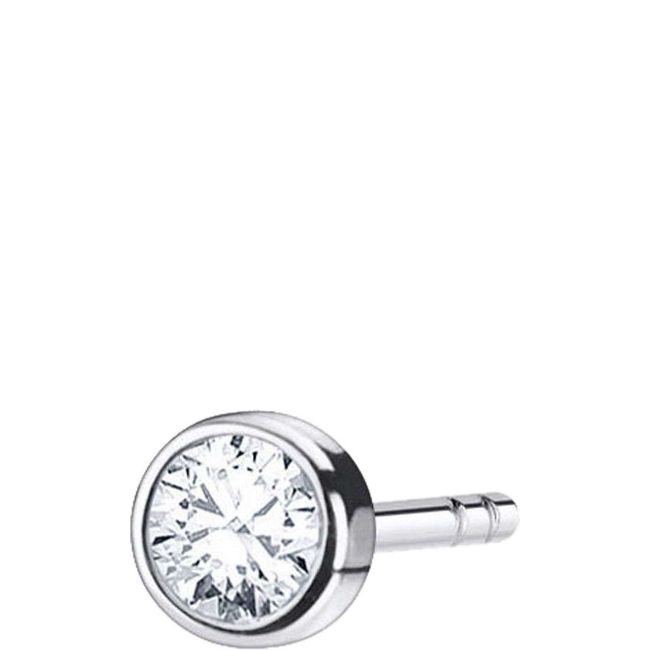 Single Ear Stud White Stone Silver