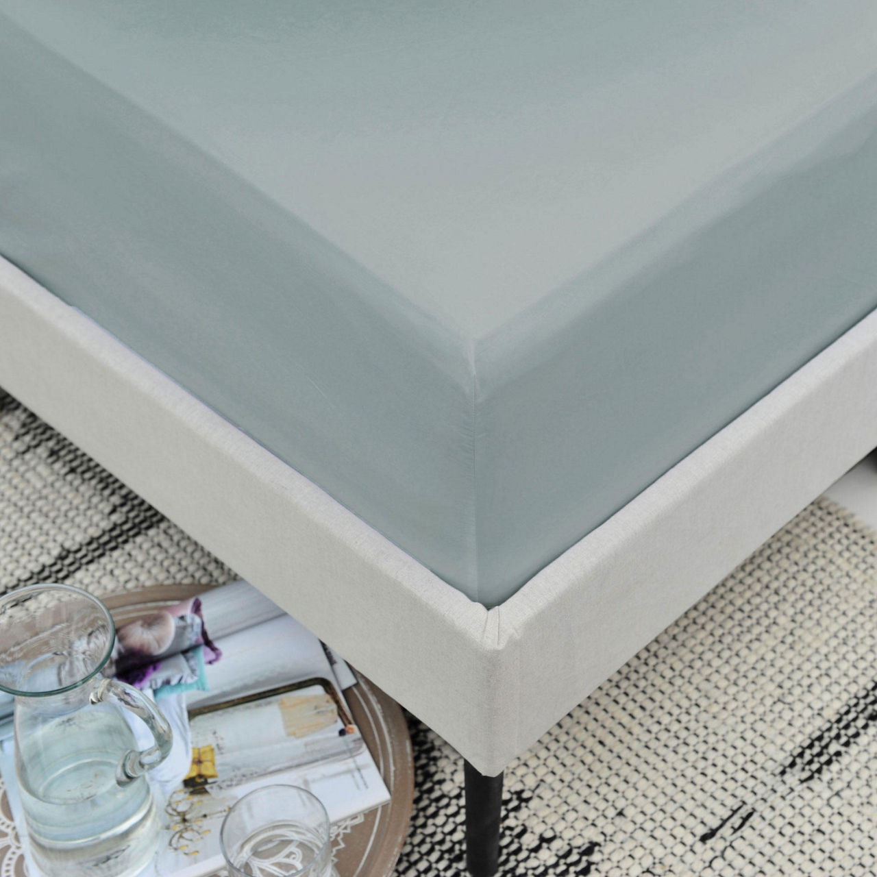 200 Thread Count Cotton Percale Fitted Duck Egg