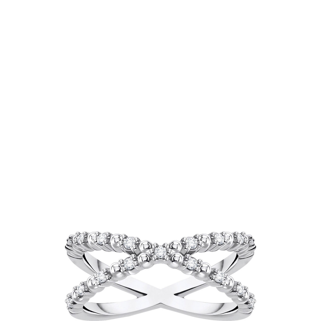 Ring Dots With White Stones Silver