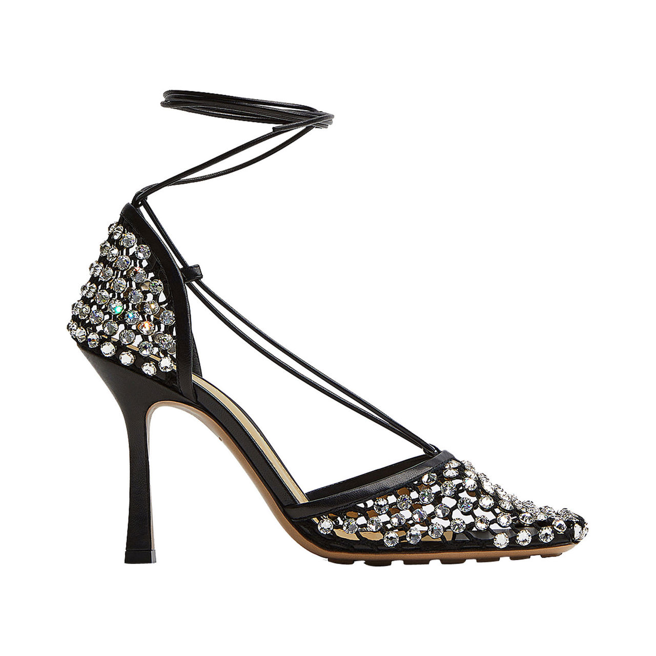 BOTTEGA VENETA Sparkle Stretch Mesh Leather Sandals