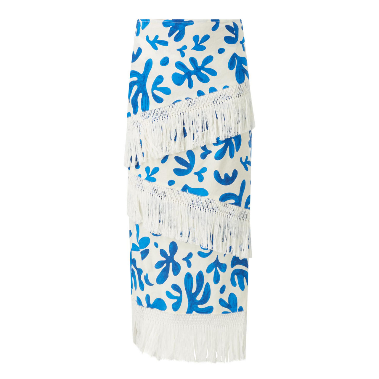Abstract Leaf Print Fringe Skirt preview