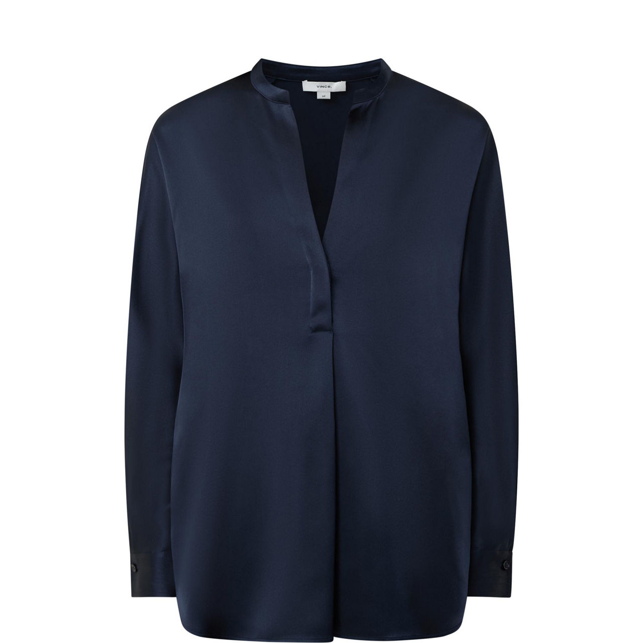 Band Collar Silk Blouse