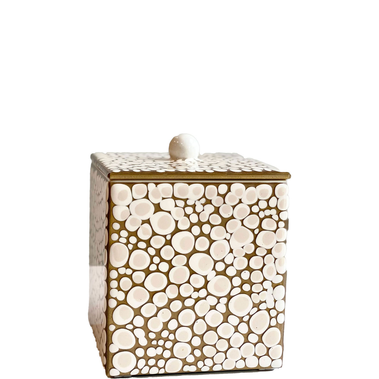 Cotton Wool Holder with Lid Gold