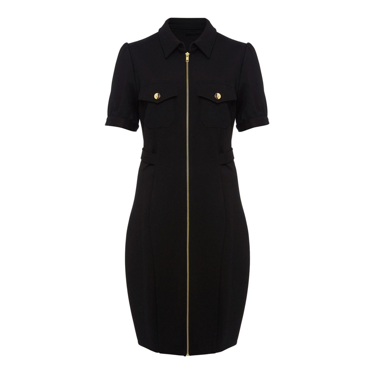 phase eight black and gold dress PHASE EIGHT BLACK WITH GOLD BRAID TRIM LONG SLEEVE EVENING DRESS SIZE –  Whispers Dress Agency main image 1