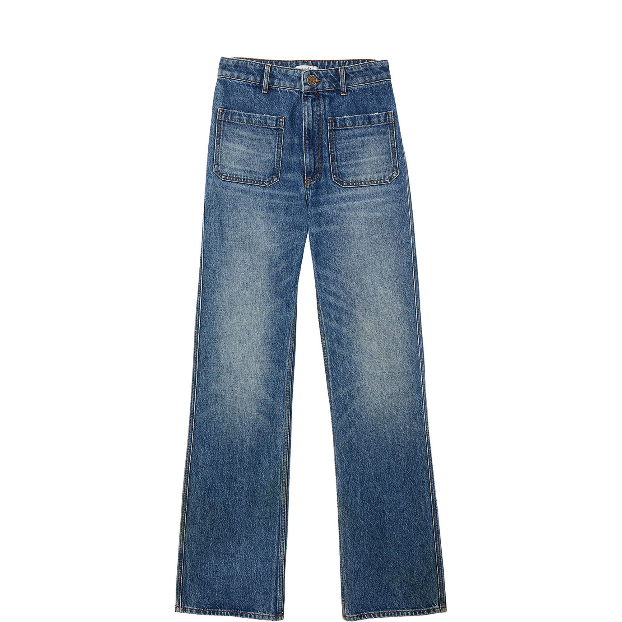 Patch Pocket Straight Leg Jeans