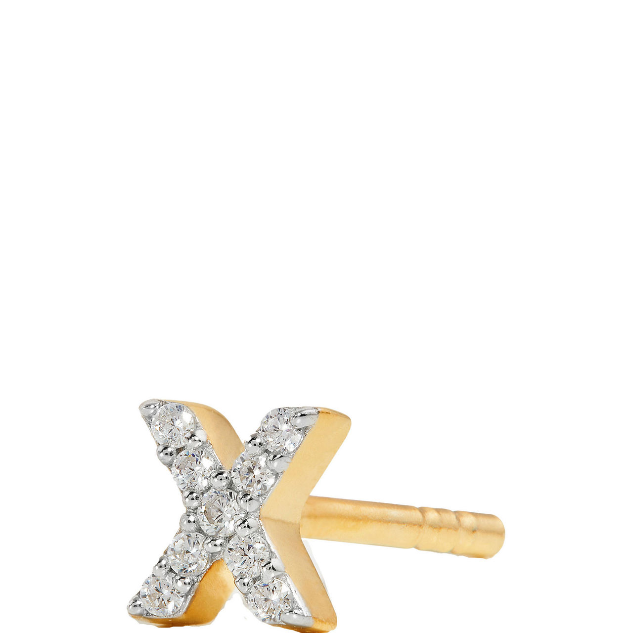 Pavé Gold Plated Initial Stud Earring X