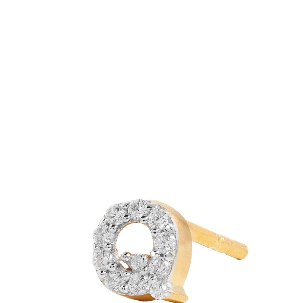 Pavé Gold Plated Initial Stud Earring Q