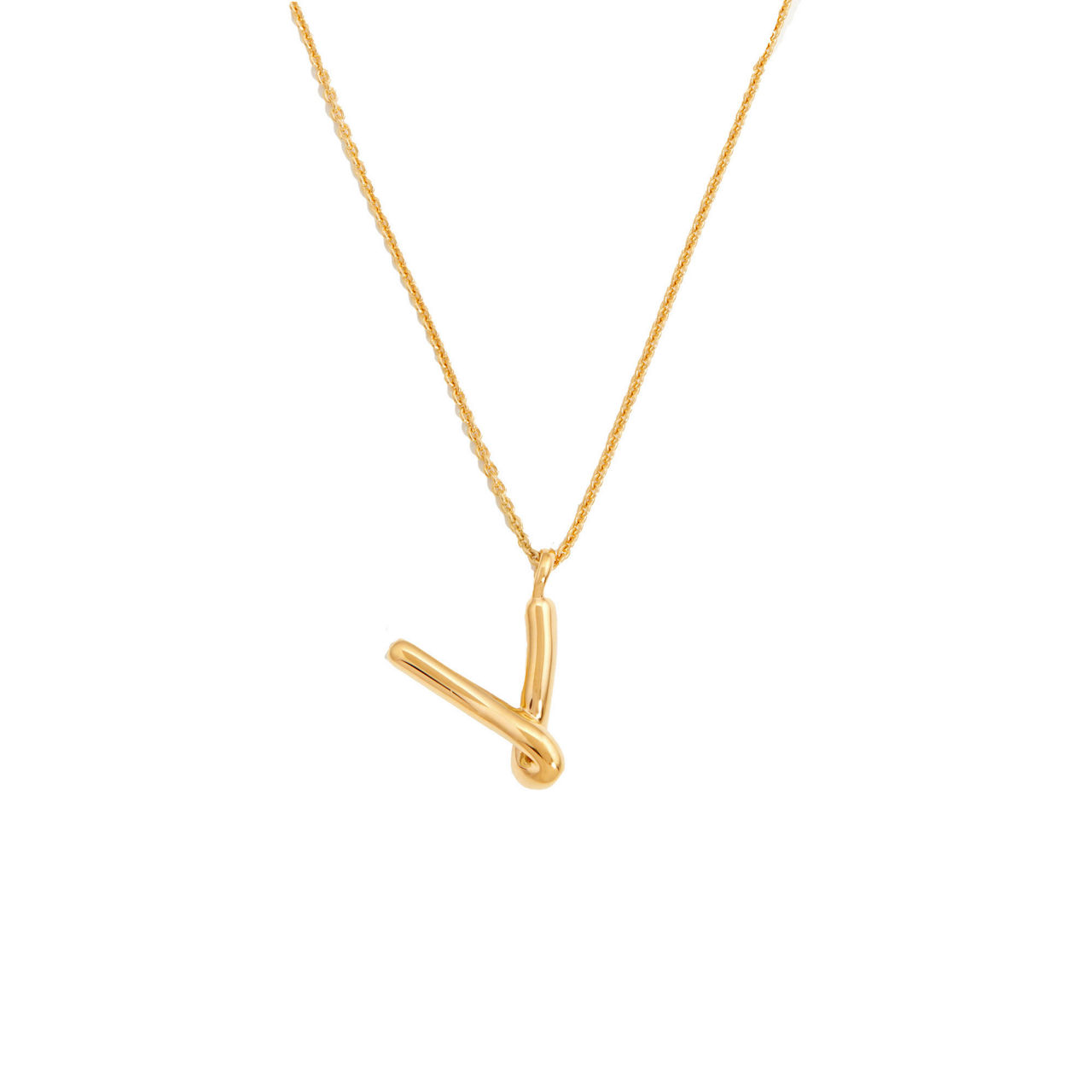 Curly Molten 18 kt Gold Plated Initial Necklace V