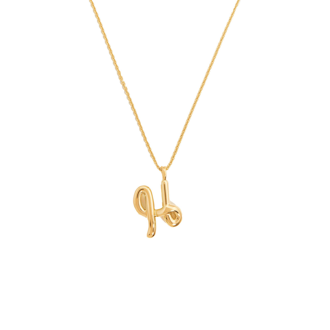 Curly Molten 18 kt Gold Plated Initial Necklace H
