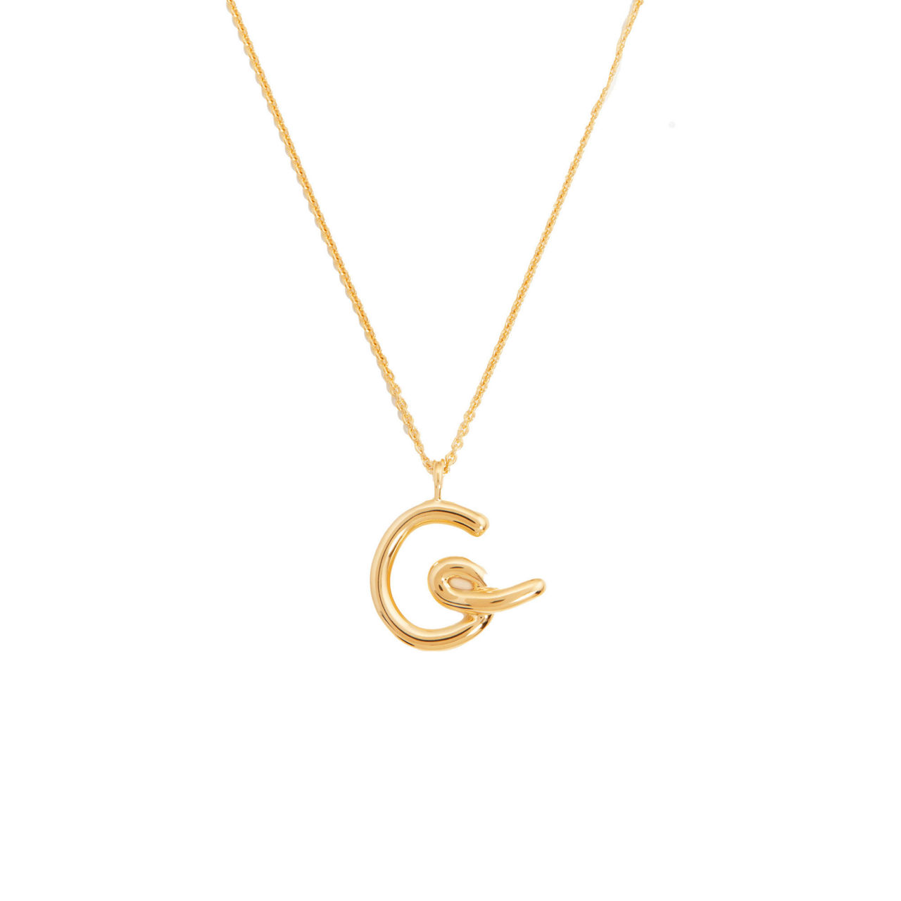 Curly Molten 18 kt Gold Plated Initial Necklace G