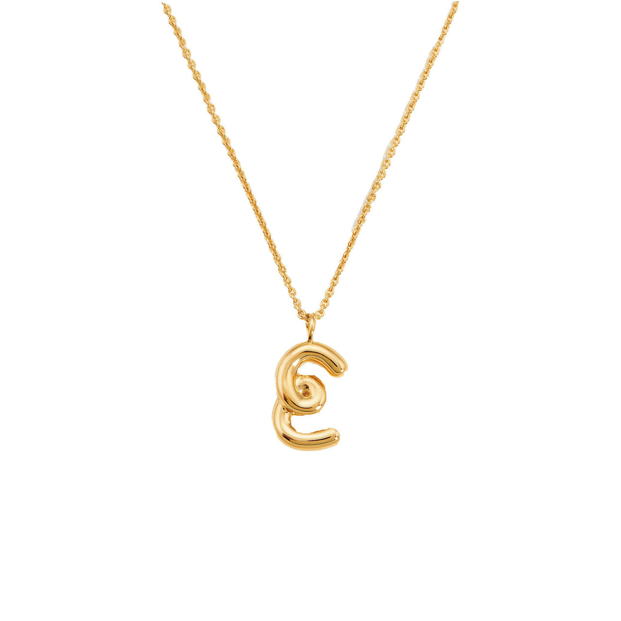 Curly Molten 18 kt Gold Plated Initial Necklace E