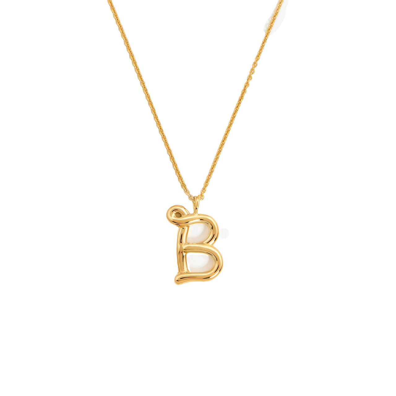 Curly Molten 18 kt Gold Plated Initial Necklace B