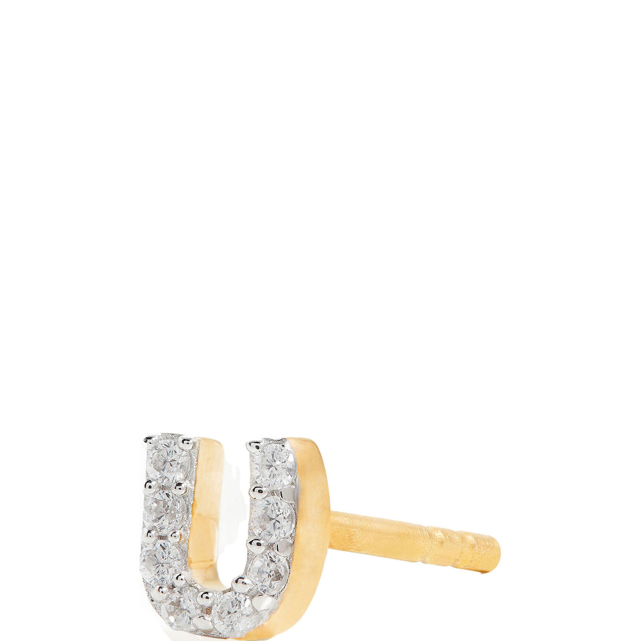 Pavé Gold Plated Initial Stud Earring U