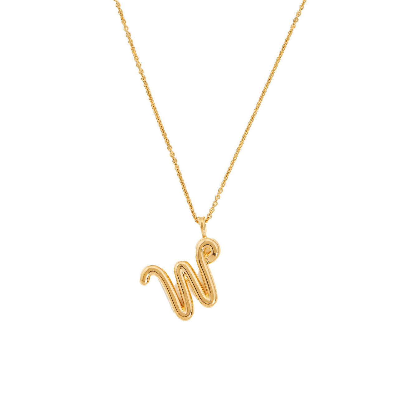Curly Molten 18 kt Gold Plated Initial Necklace W